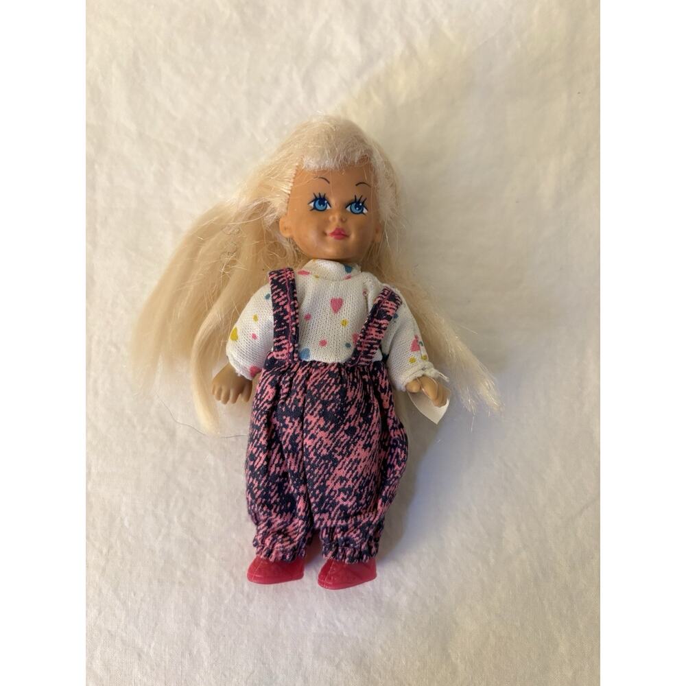 Kid Kore Doll 5” Toddler Girl Toy Overall Outfit Pink Shoes 1995 Blonde Hair